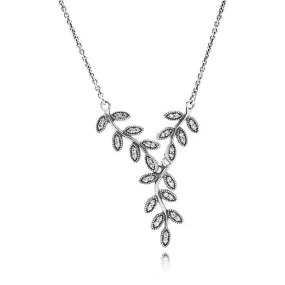 Sparkling Leaves Cubic Zirconia Necklace - 590414CZ-45