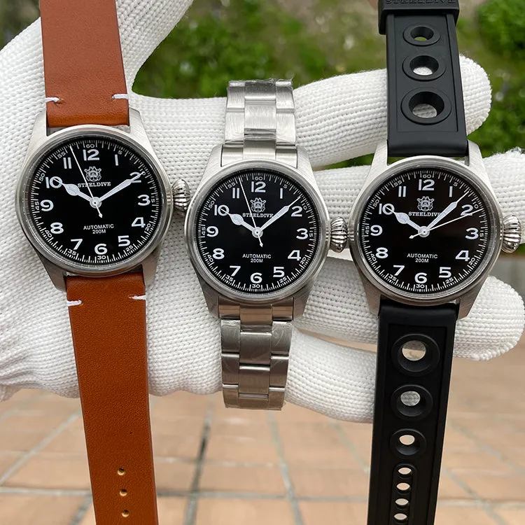 Steeldive SD1928M The Murph Pilot Watch - Onion Crown