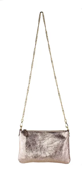 Street Level Rose Gold Rectangular Leather Clutch w/ Wristlet