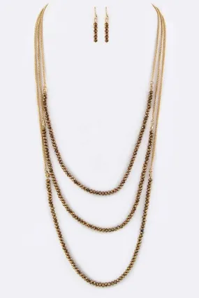 String Beads Layered Necklace Set