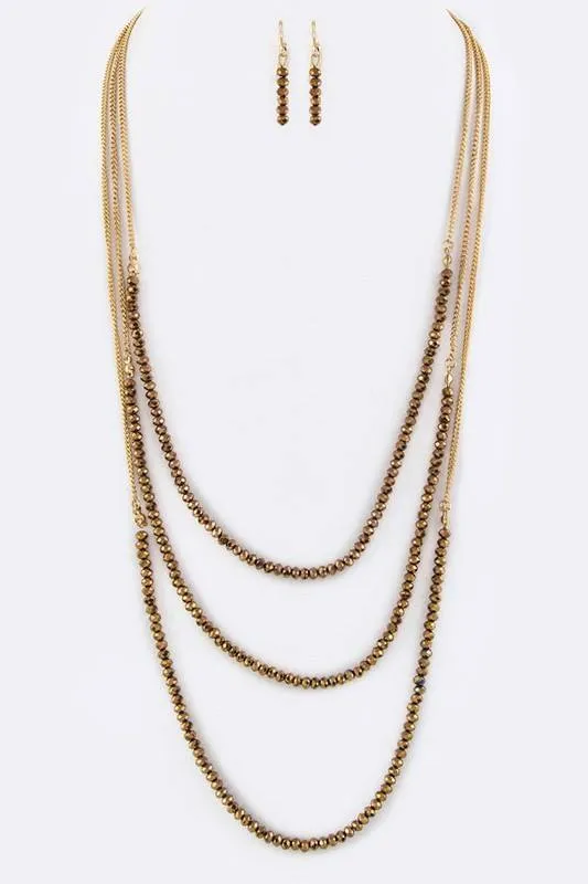 String Beads Layered Necklace Set