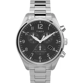 Timex Men's Chronograph Watch - Waterbury Black Dial Silver Bracelet | TW2T70300VQ