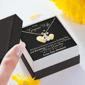 To My Gorgeous Wife Gift - Alluring Beauty Necklace Chain with Message Card, Sentimental Mother's Day Gift, Wife Birthday Surprise Present