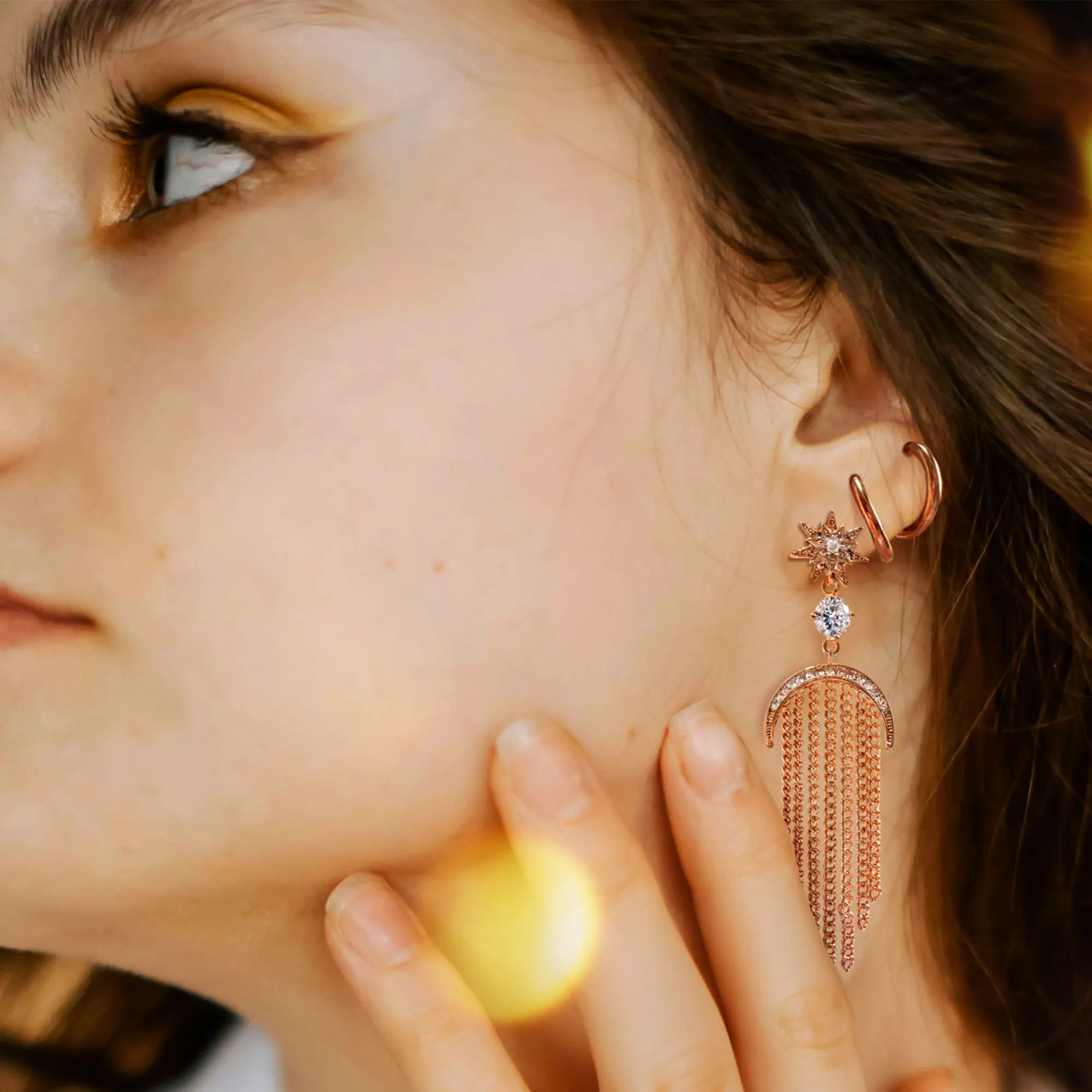 Trishia Hoop Rose Gold Layered Earrings 15mm