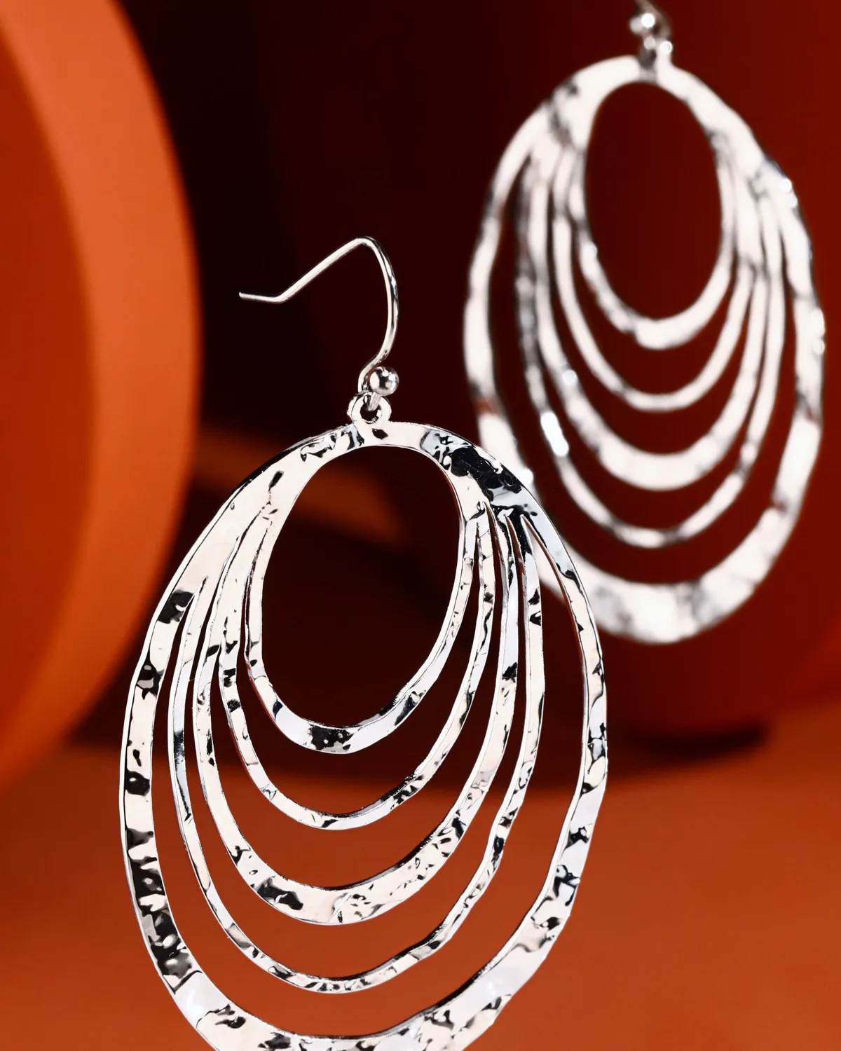 Urbanista Layered Hammered Metal Teardrop Earrings - Wt4ew3357