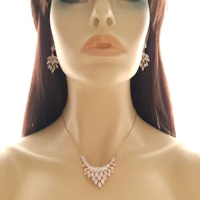 V Shaped Marquise Cluster Pendant Necklace in Rose Gold-Belle