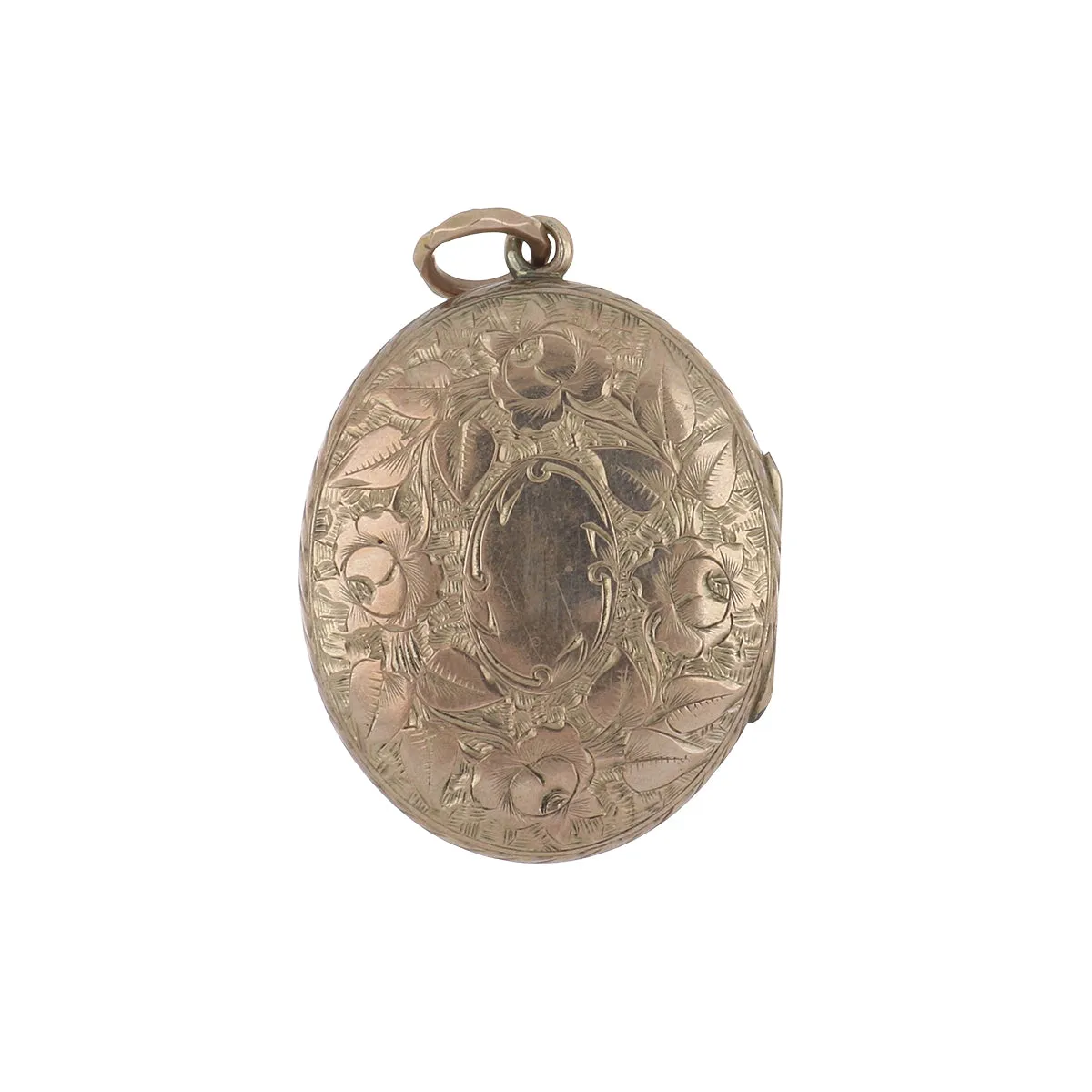Victorian 10K Rose Gold Locket with Floral Engraving