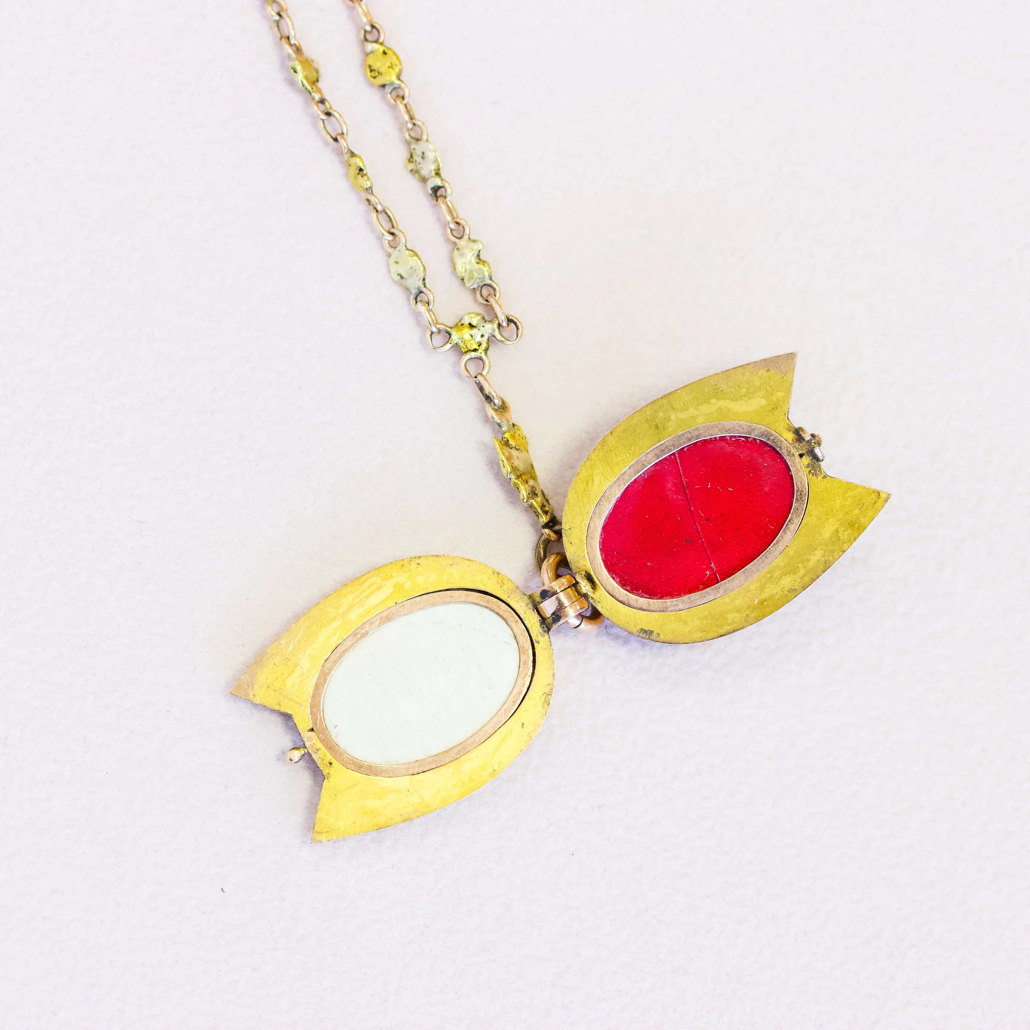 Victorian Gold Quartz Horseshoe Locket Charm, 14k