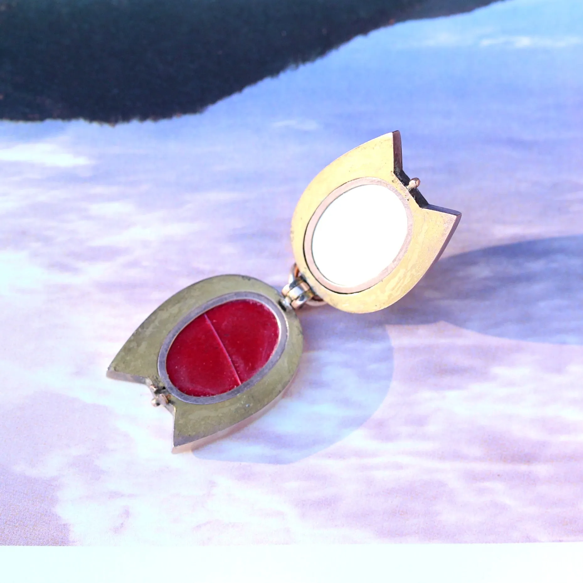 Victorian Gold Quartz Horseshoe Locket Charm, 14k