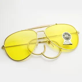 Vintage Aviator Sunglasses With Yellow Driving Lens 7206