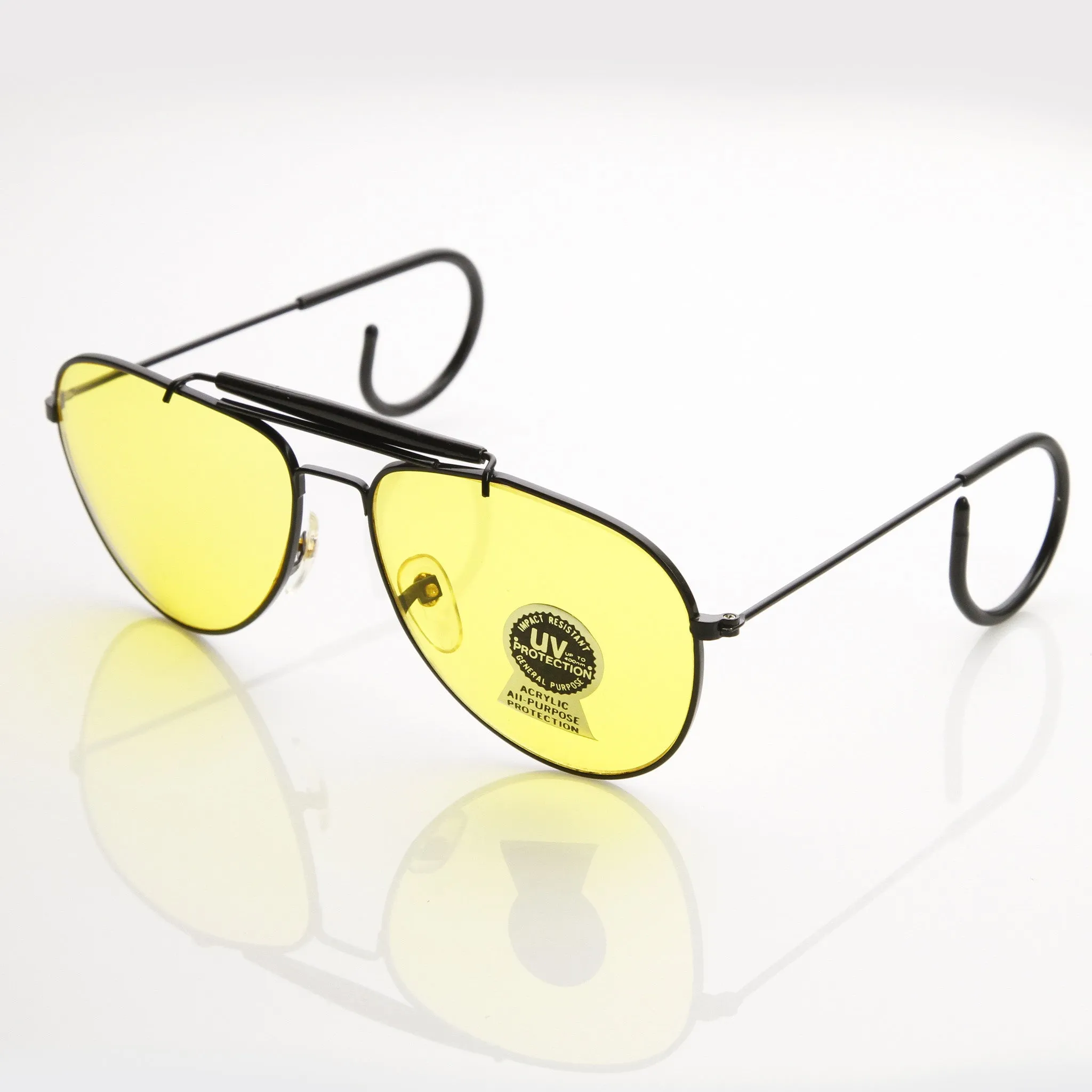 Vintage Aviator Sunglasses With Yellow Driving Lens 7206