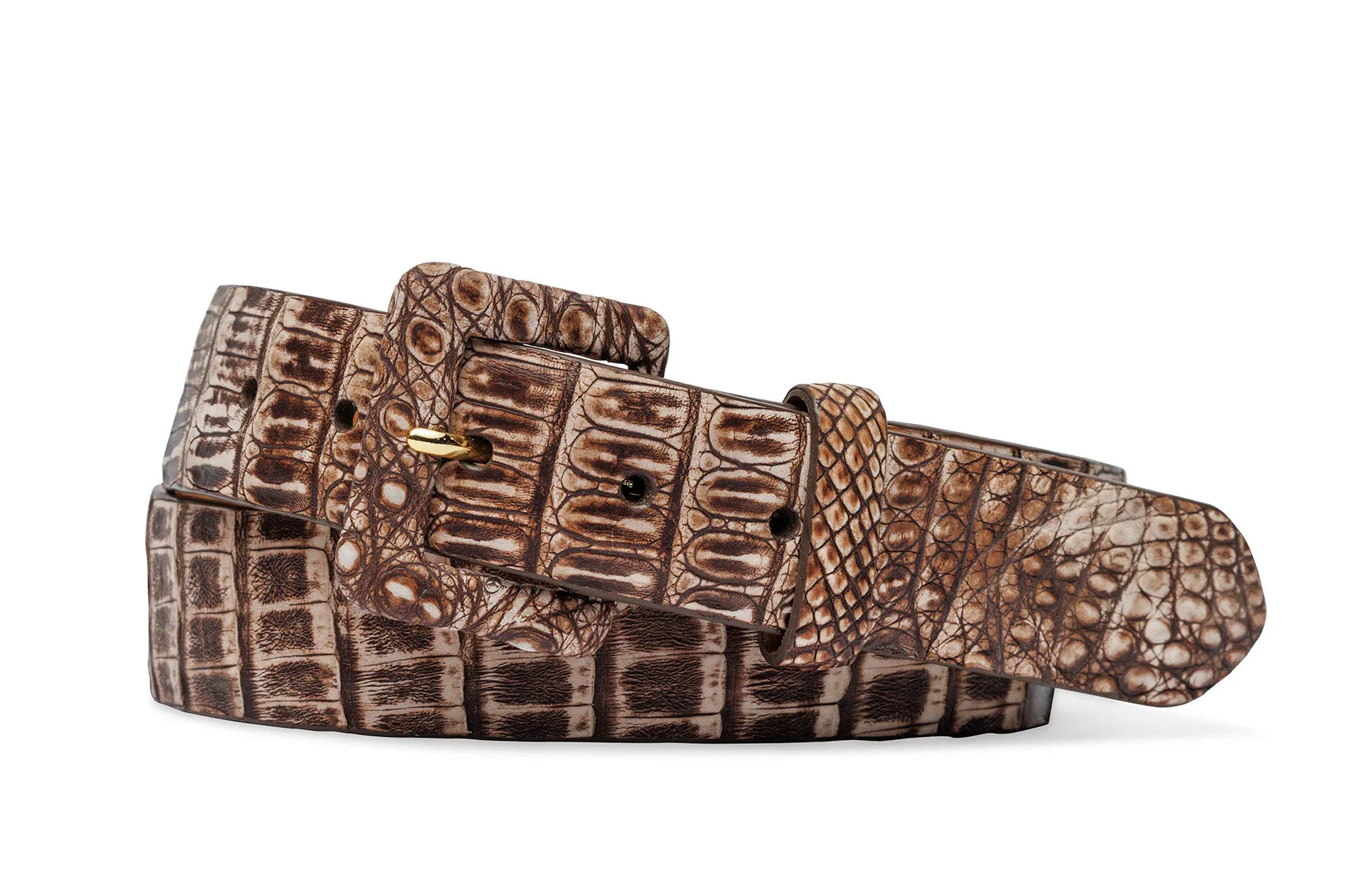 Vintage Crocodile Belt with Covered Buckle