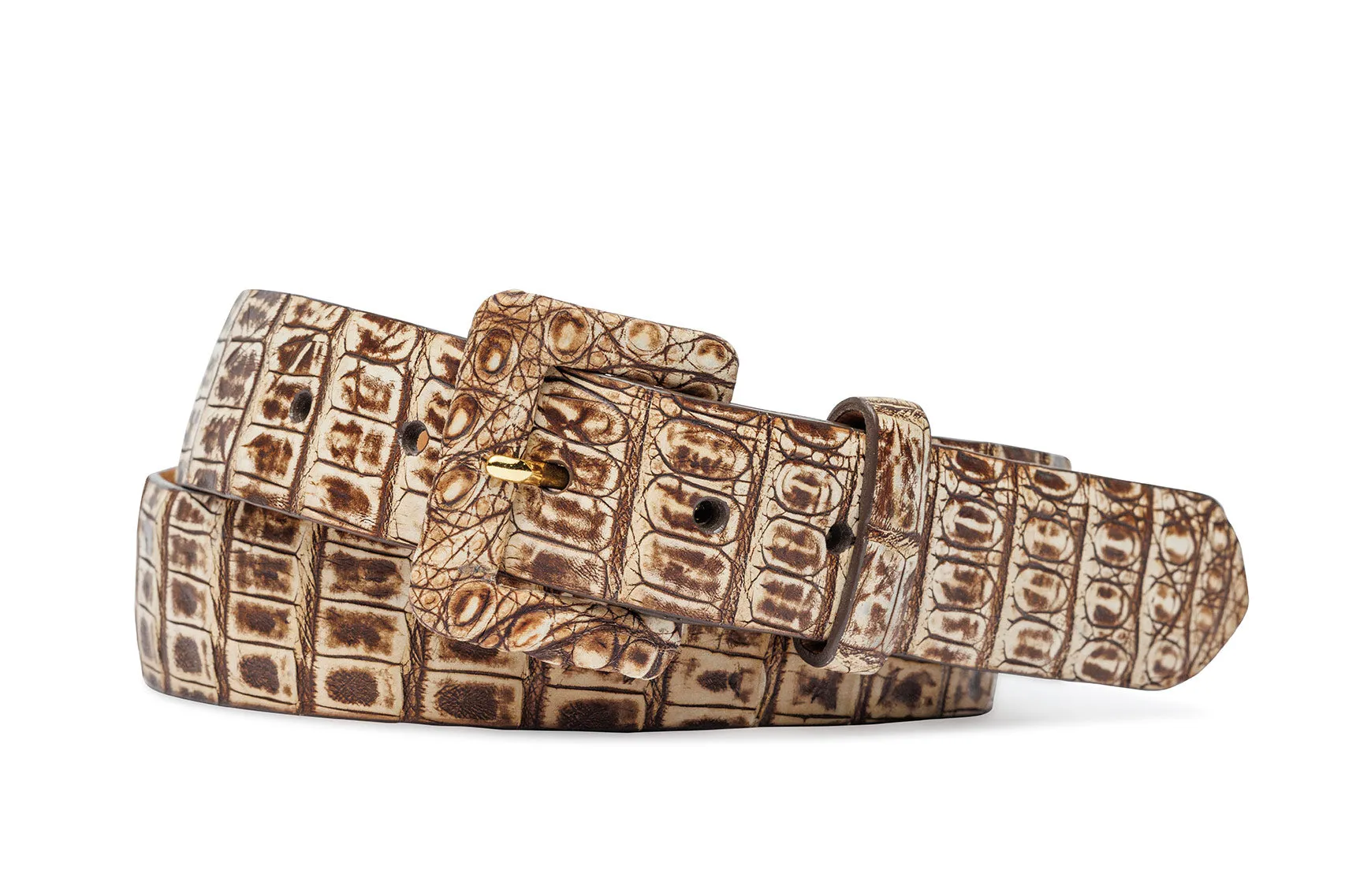 Vintage Crocodile Belt with Covered Buckle