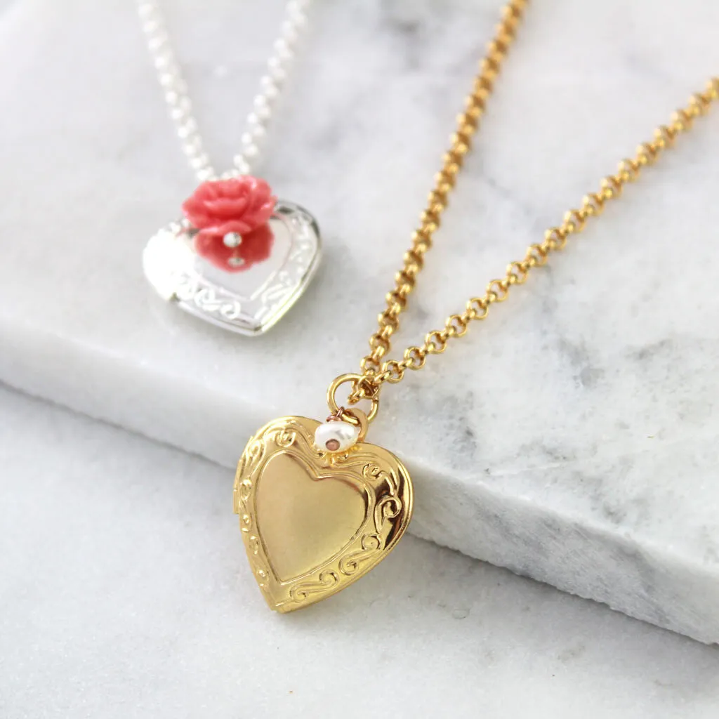 Vintage Heart Locket Necklace
