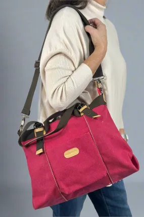 Vivian Convertible Canvas Bag - Raspberry Red