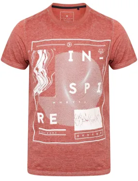Warped Motif Burnout Jersey T-Shirt In Terracotta - Dissident