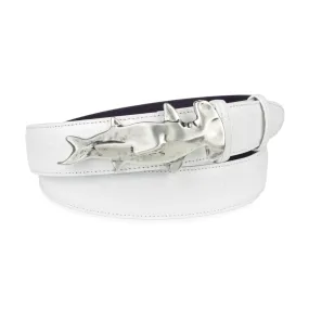 White Mock Crocodile Hammerhead Belt