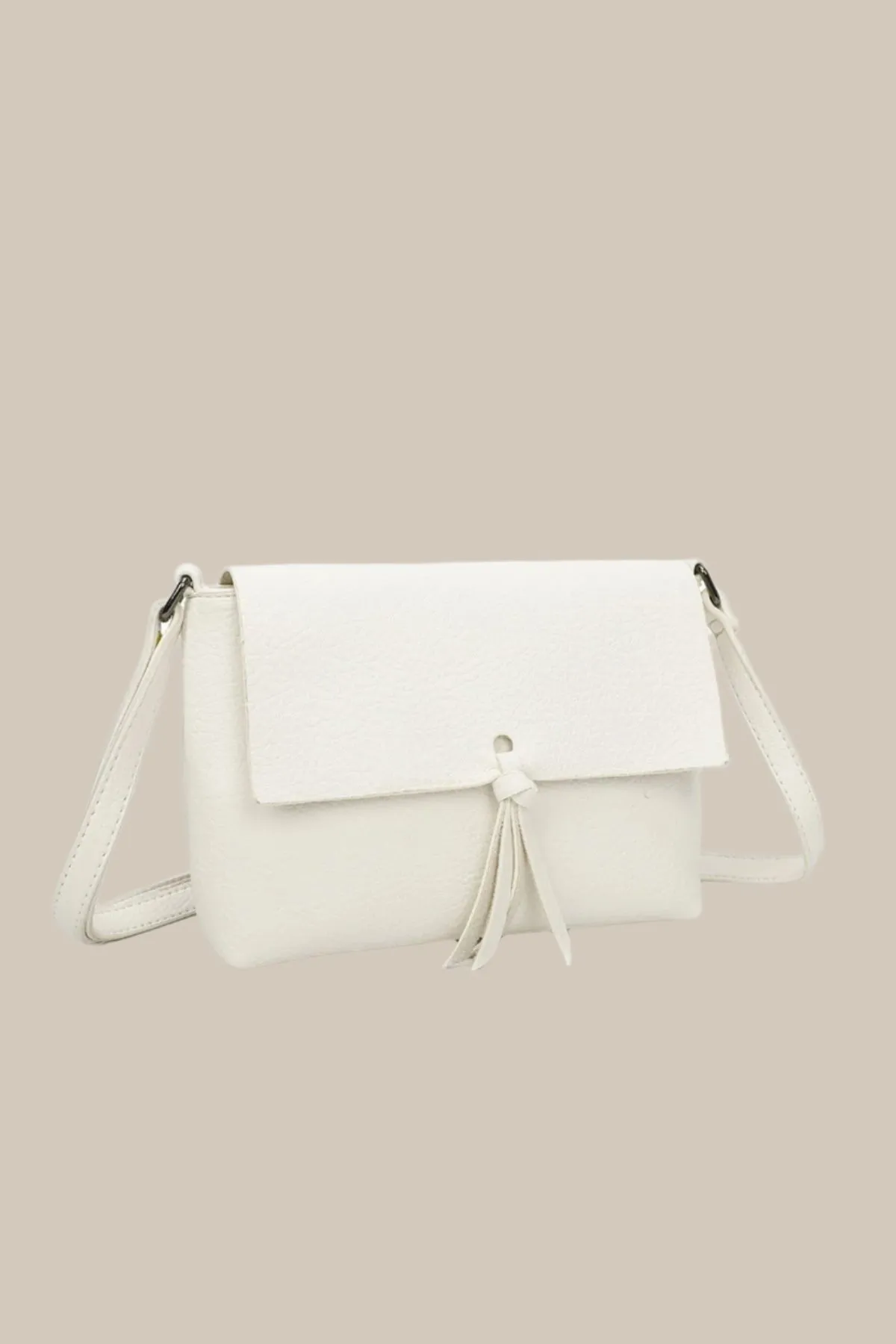 White Tassel Flap Crossbody Bag