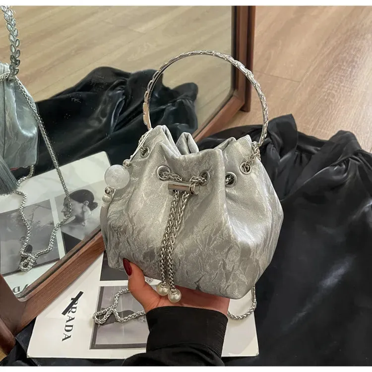 Women Tassel Bucket Bag Round Ring Clutch Shoulder Bag #9830 #22