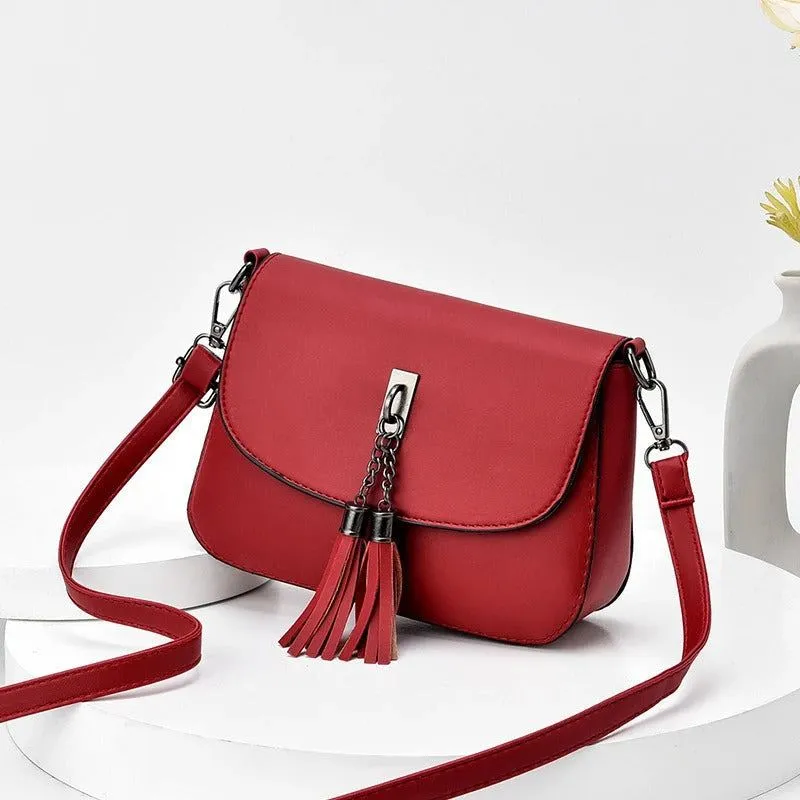Women’s Messenger Shoulder Bag with Tassel in 5 Colors