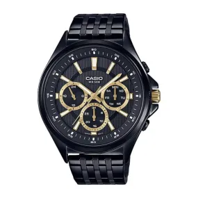 WW0232 Casio Enticer Multifunction Stainless Steel Black Chain Watch MTP-E303B-1AVDF
