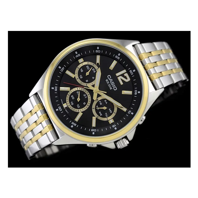 WW0592 Casio Enticer Multifunction Stainless Steel Two Tone Chain Watch MTP-E303SG-1AVDF