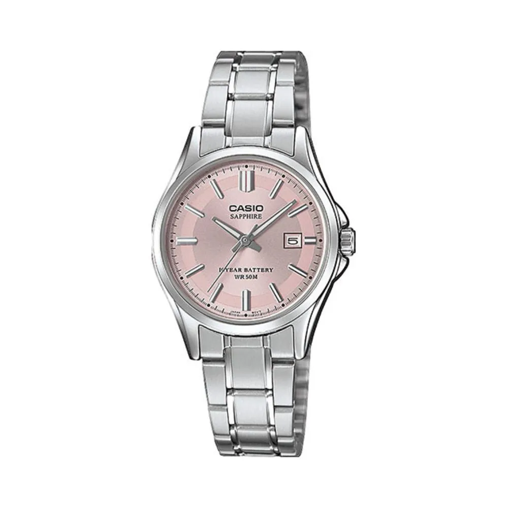 WW1466 Casio Enticer Ladies Sapphire Date Stainless Steel Chain Watch LTS-100D-4AVDF