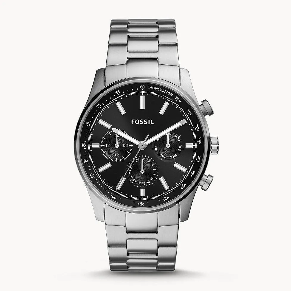 WW1735 Fossil Sullivan Multifunction Stainless Steel Silver Chain Watch BQ2447
