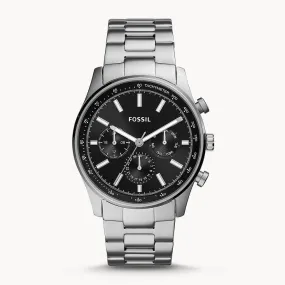 WW1735 Fossil Sullivan Multifunction Stainless Steel Silver Chain Watch BQ2447