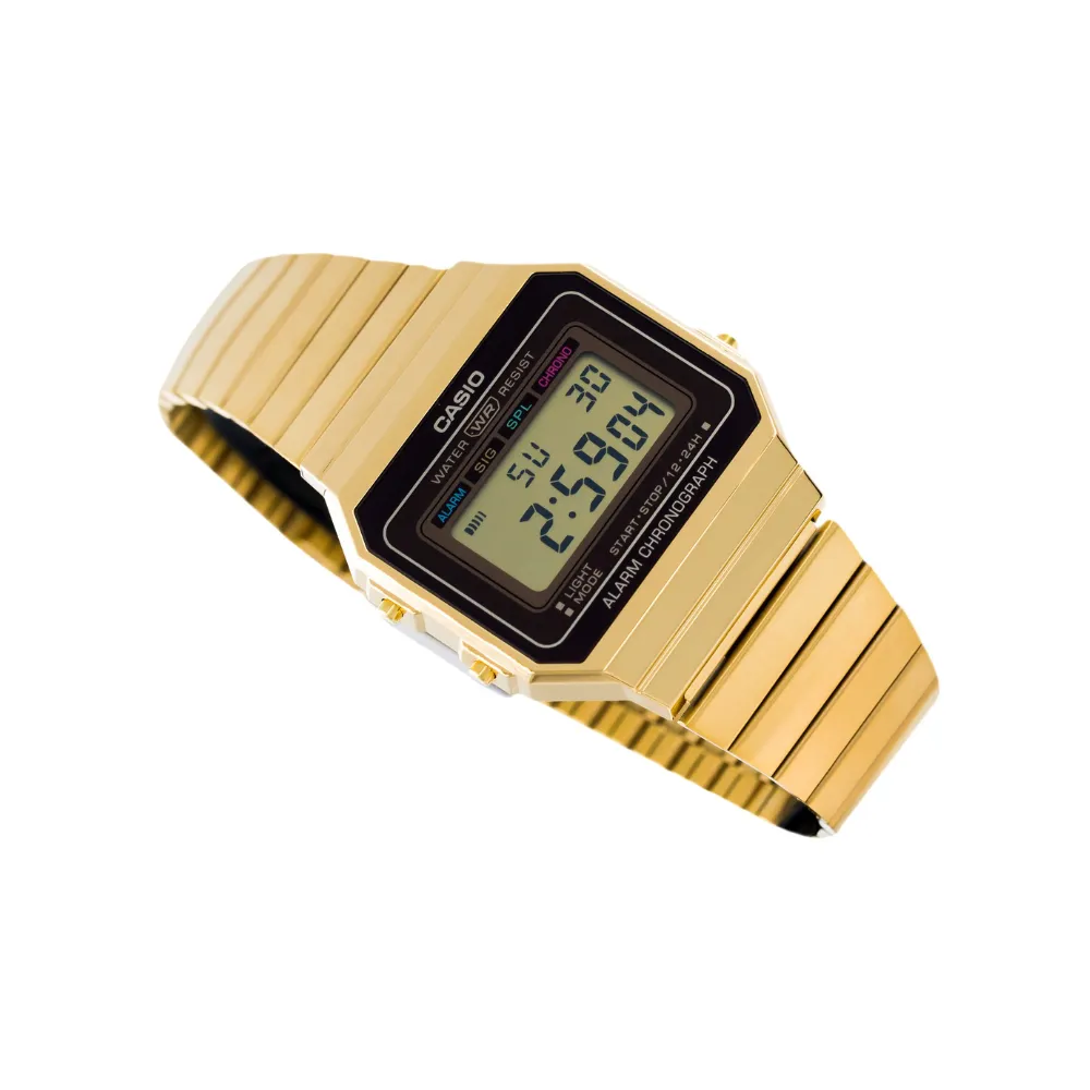 WW1940 Casio Vintage Super Slim Digital Golden Chain Watch A700WG-9ADF