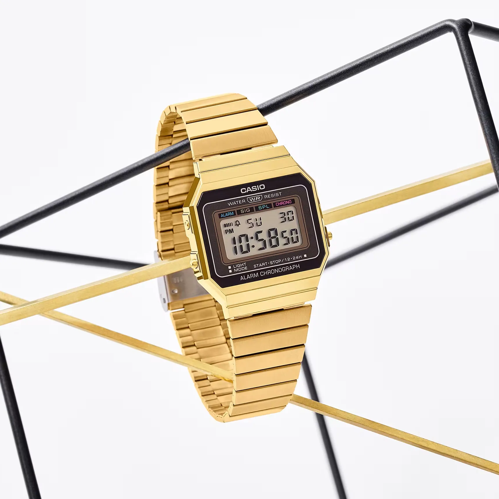 WW1940 Casio Vintage Super Slim Digital Golden Chain Watch A700WG-9ADF