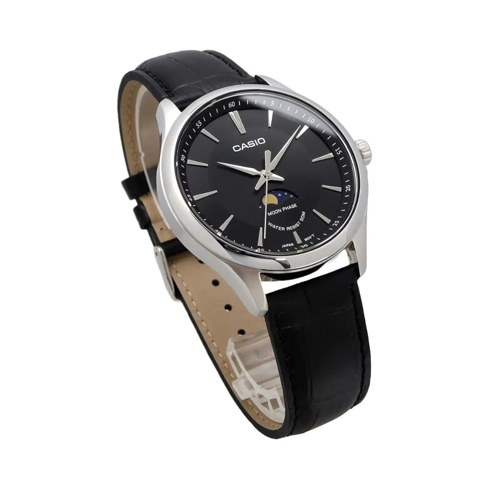 WW2476 Casio Standard Moon Phase Leather Belt Watch MTP-M100L-1AVDF