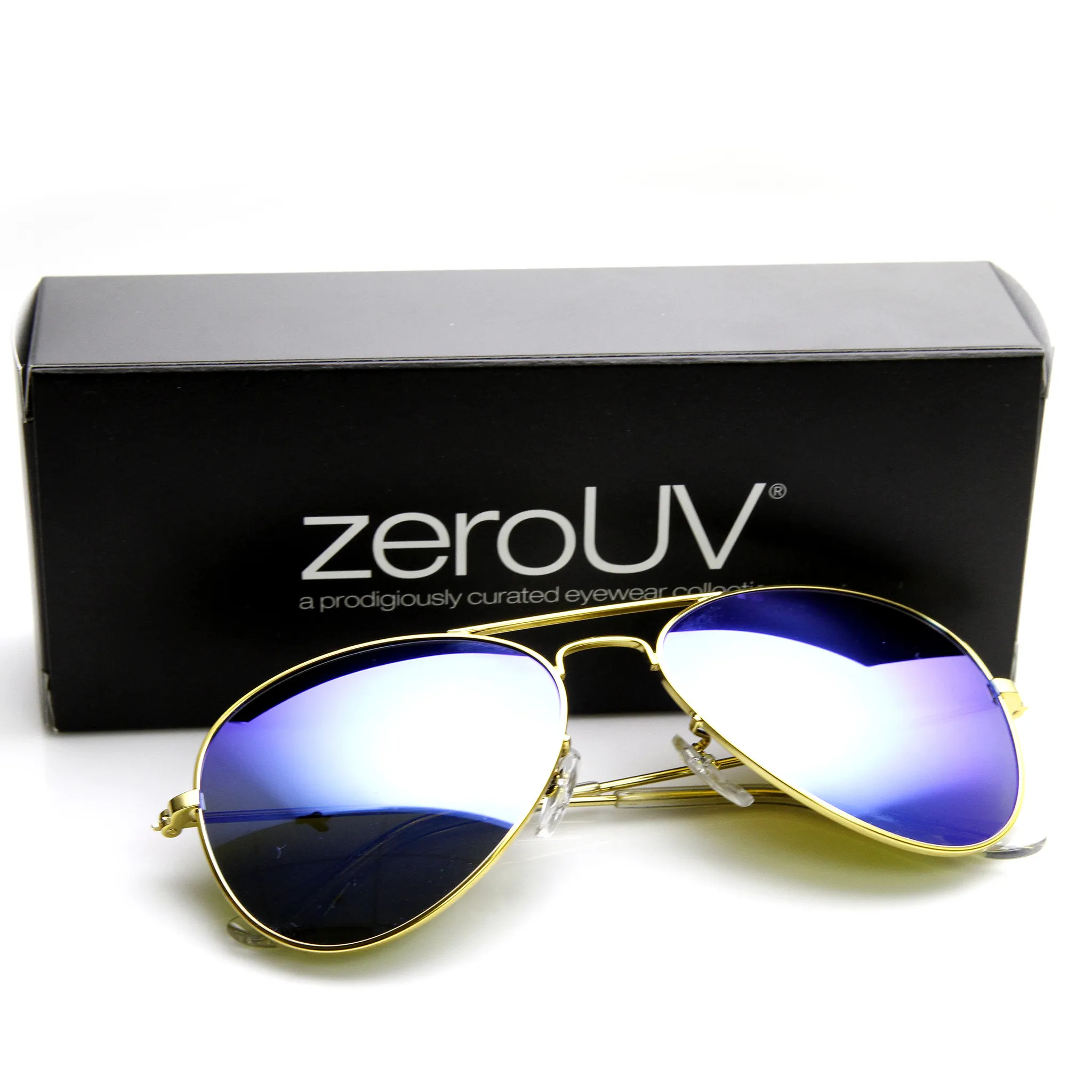 Zerouv   Plus "Cunningham" Premium Mirrored Lens Aviator Sunglasses