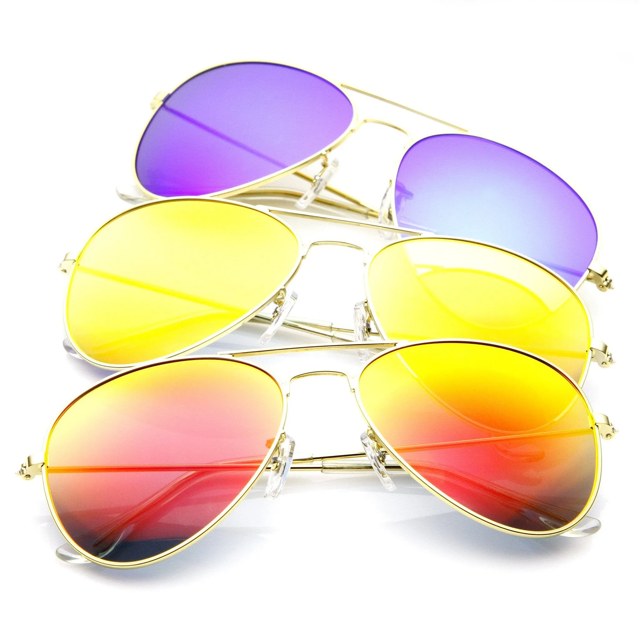 Zerouv   Plus "Cunningham" Premium Mirrored Lens Aviator Sunglasses